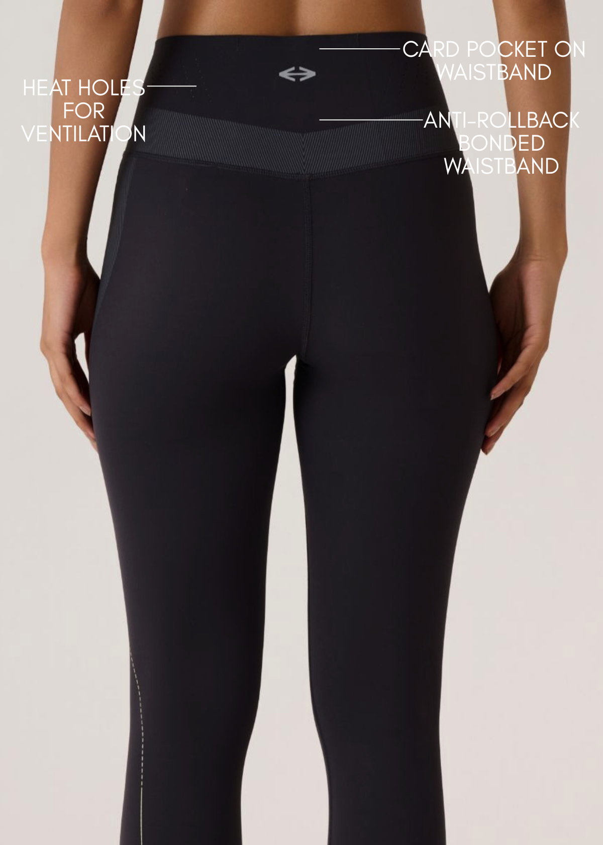 Bonded Anti-Roll Waistband Leggings - Slim Fit - Jet Black