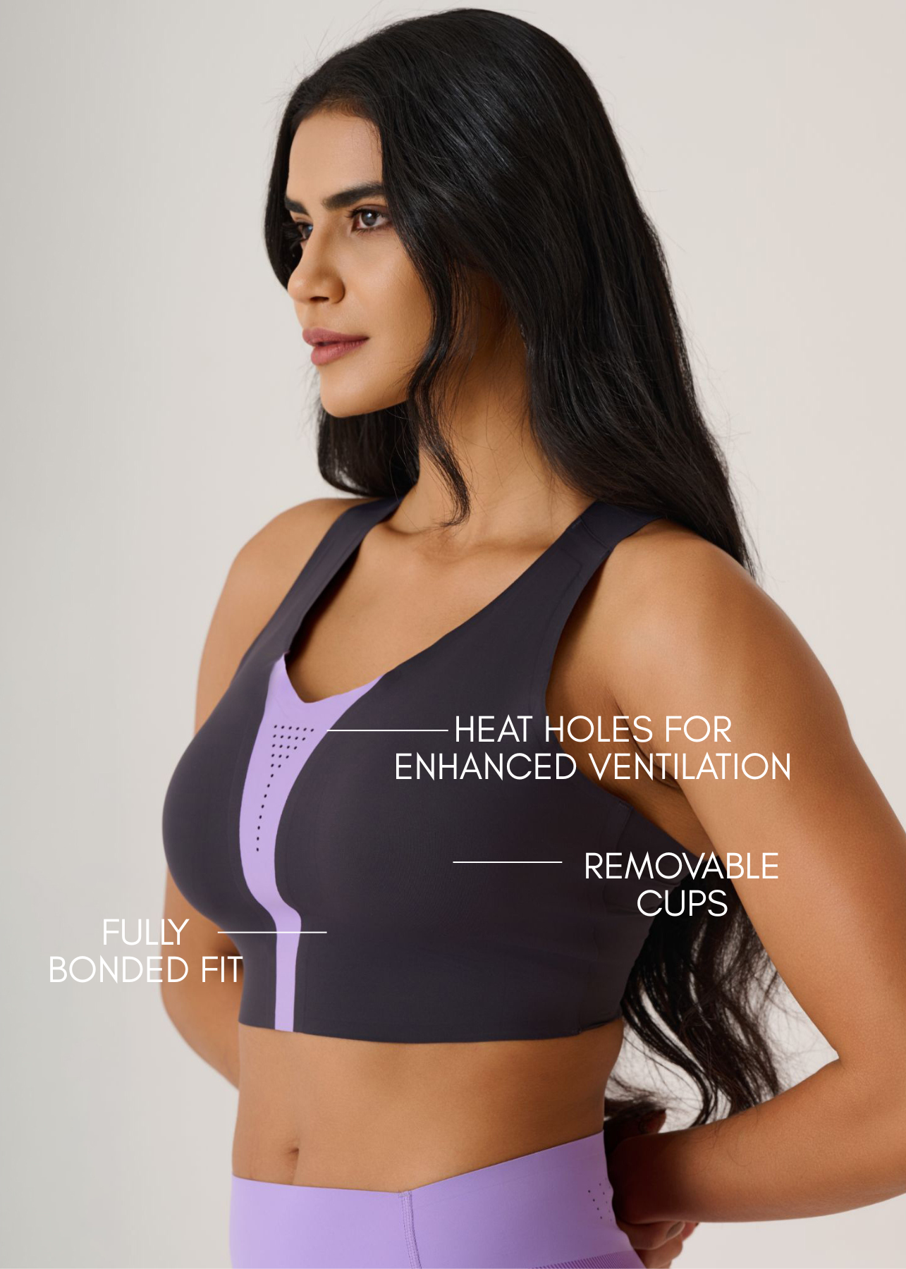 CoreActive Bonded Sports Bra-Jet Black
