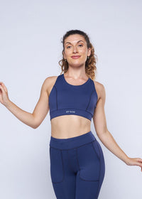 Cross Back Active Bra - Navy Blue