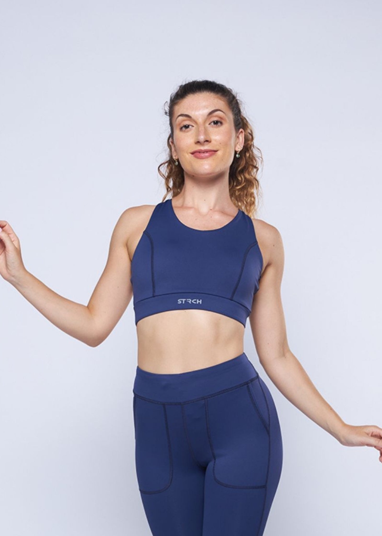 Women Cross Back Active Bra - Navy Blue