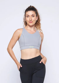Cross Back Active Bra - Grey