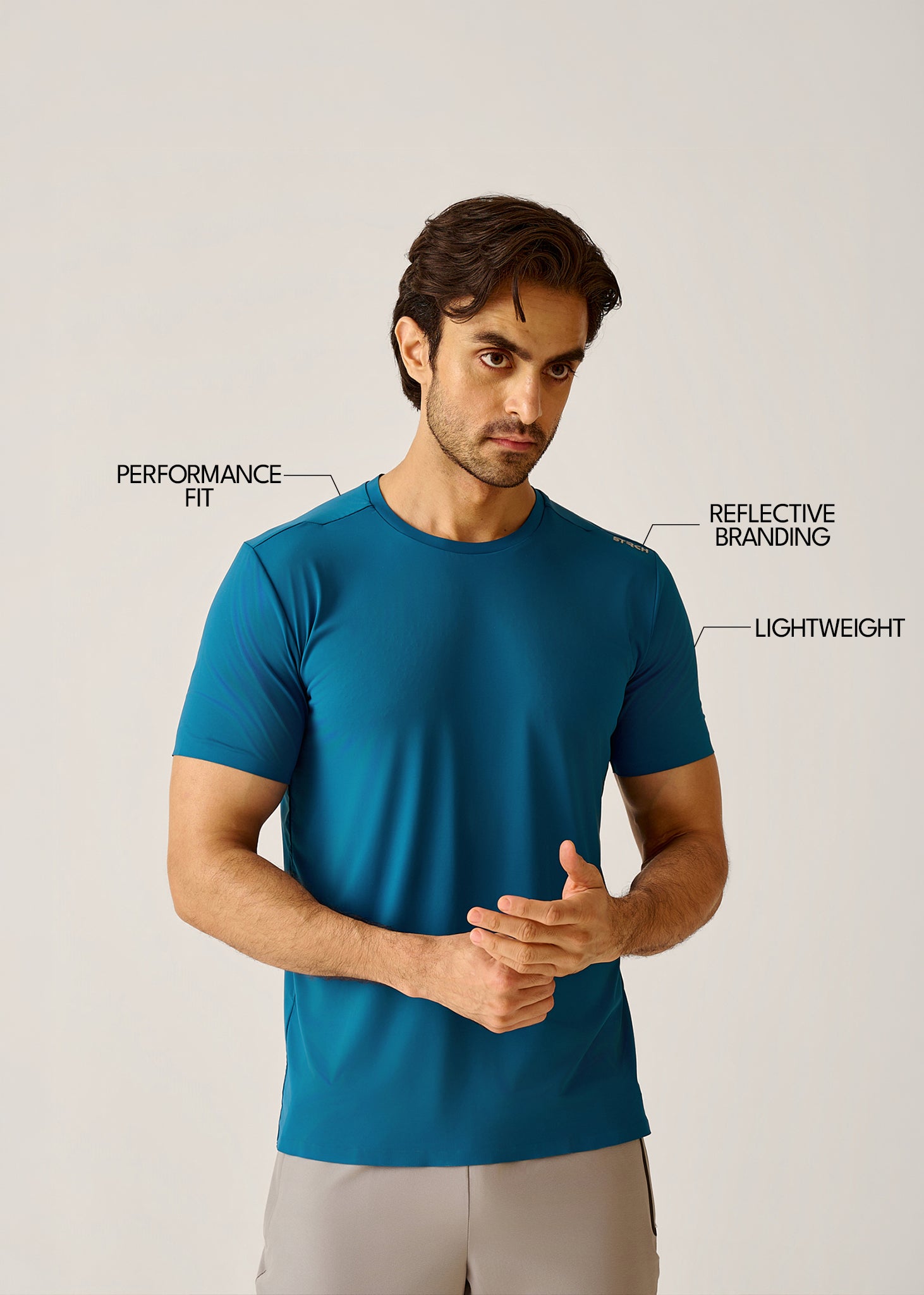 STRCHFLEX Active Core Tee Shirt - Teal Blue - 3
