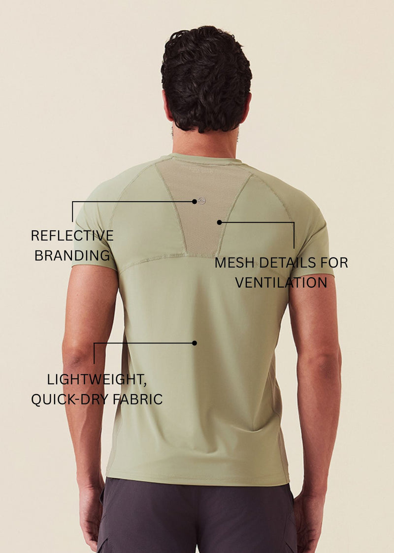 Men Mesh Gym T-Shirt - Fawn Green